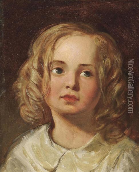 Wistful Child Oil Painting - James Sant