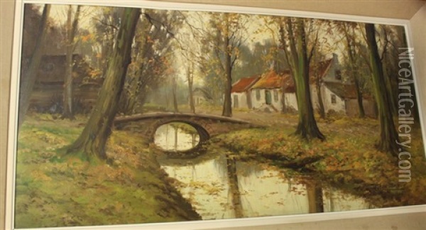 Femme Et Ruisseau A L'automne Oil Painting - Kees Terlouw