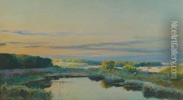 Jezioro Oil Painting - Michal Pociecha