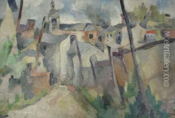 Village Oil Painting - Jean Lasne