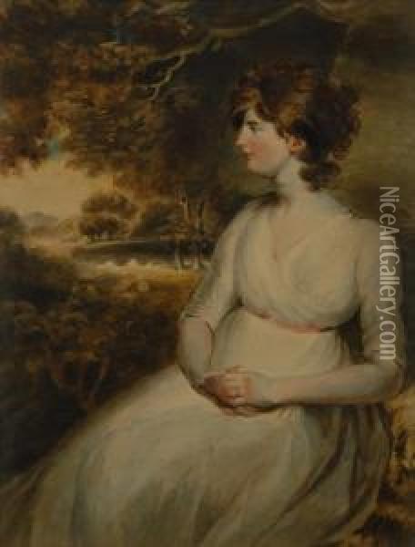 Portrait Of Emma Langstone Bates Oil Painting - John Russell
