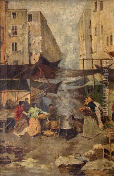 Mercato Di Pesce Oil Painting - Vincenzo Ciappa