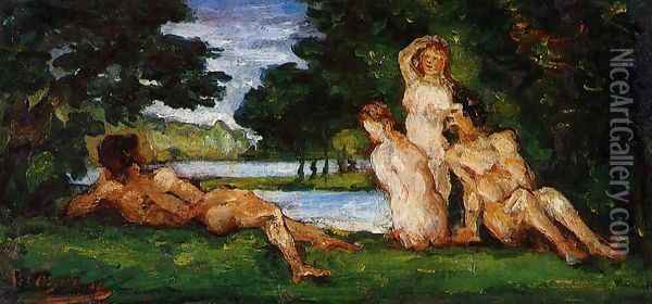 Bathers 1 Oil Painting - Paul Cezanne