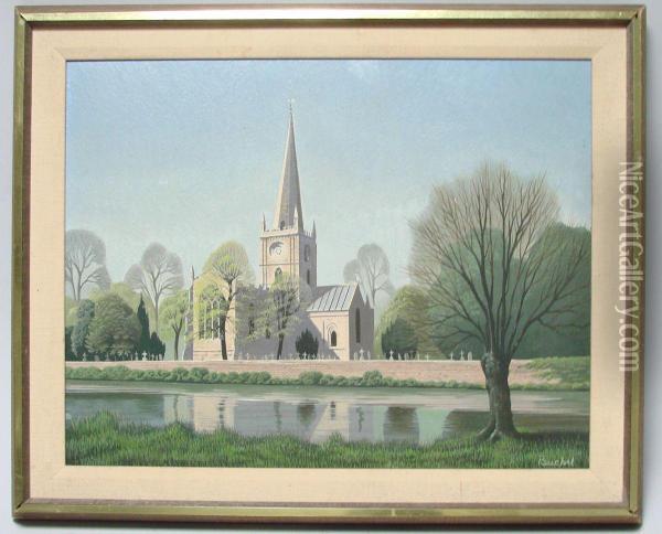 The Church Oil Painting - Charles A. Buchel