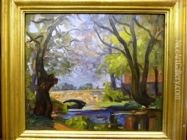 Ramston Bridge Oil Painting - John William Howey