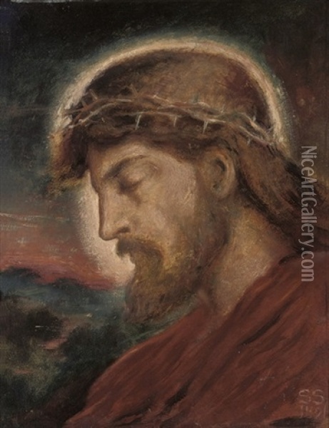 Head Of Christ Oil Painting - Simeon Solomon