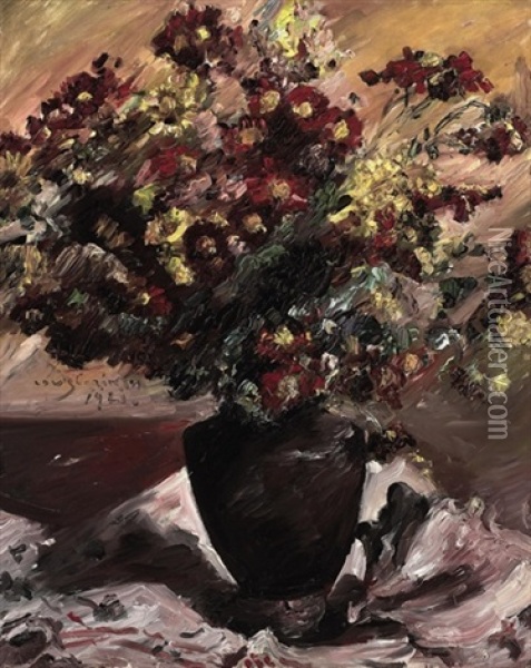 Gelbe Und Rote Astern, Herbstblumen Oil Painting - Lovis Corinth