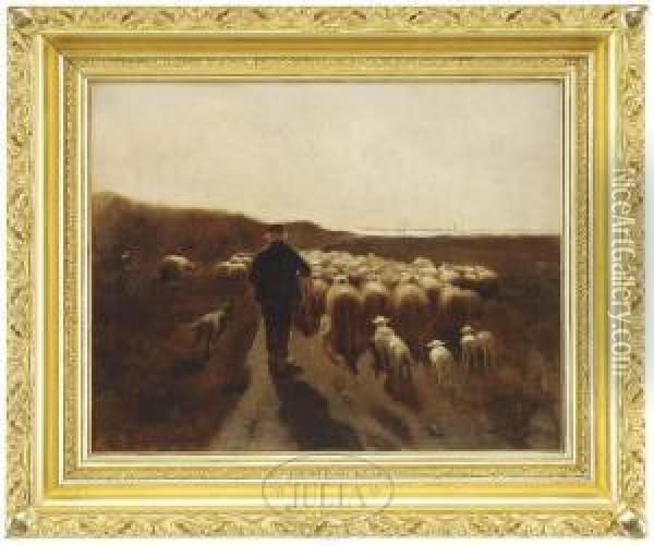 Returningwith The Flock Oil Painting - Anton Mauve