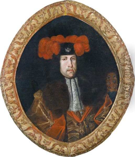 Portrait Of
Kaiser Karl Vi Oil Painting - Johann-Gottfried Auerbach