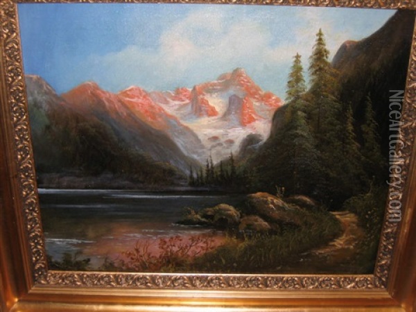 Mountain Lake Oil Painting - Carl Anton Saabye