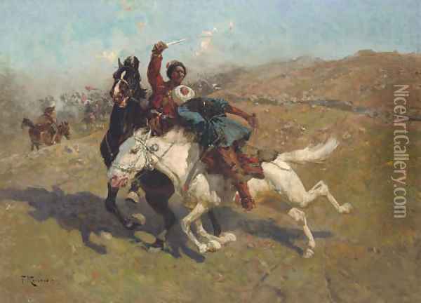 The assault Oil Painting - Franz Roubaud