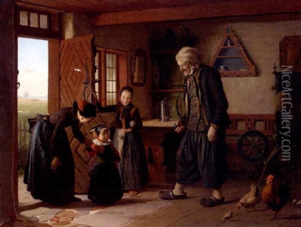 Meeting An Old Friend Oil Painting - Johann Julius Exner