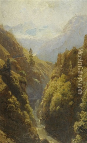 Aufstieg Zur Berlinerhutte, Zemgrund, Zillertal Oil Painting - Anton Hlavacek