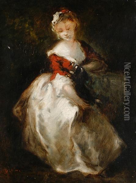Her Favourite Companion Oil Painting - Narcisse-Virgile D Az De La Pena