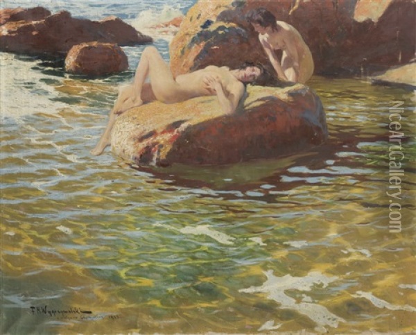 From The Capri Motifs Oil Painting - Felix Michal Wygrzywalski
