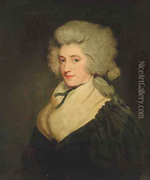 Portrait of Lady Elliot, quarter-length, in a black dress and white shawl Oil Painting - Sir Joshua Reynolds