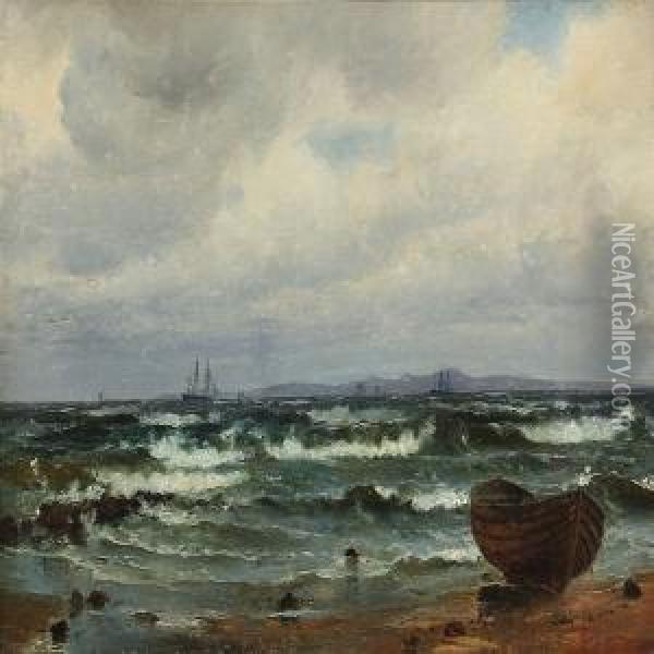 Coastal Scene Form Hornbaek Beach, Denmark Oil Painting - C. F. Sorensen