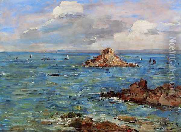 The Sea at Douarnenez Oil Painting - Eugene Boudin