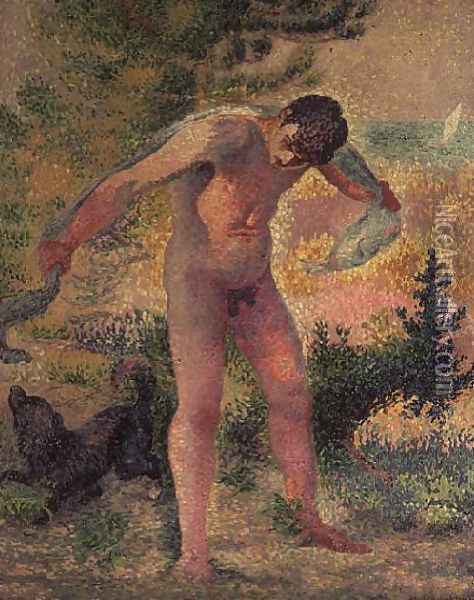 Bather drying himself at St. Tropez, 1893 Oil Painting - Henri Edmond Cross