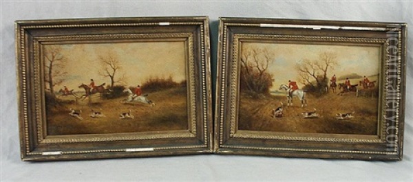 Hunt Scene (+ Another; Pair) Oil Painting - Phillip H. Ridout