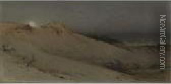 Moonrise Over The Dune Oil Painting - William Trost Richards