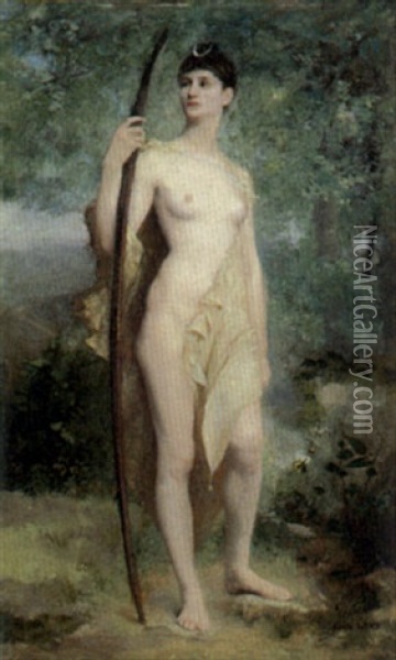 The Goddess Diana, The Huntress Oil Painting - Emile Levy