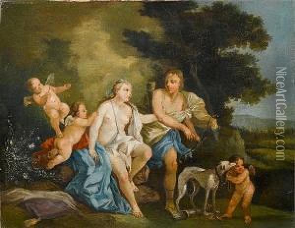 Venus And Adonis Oil Painting - Jacopo (Giacomo) Amigoni