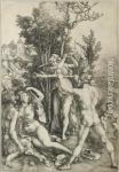 Hercules At The Crossroads (b. 73; M., Holl. 63; S.m.s. 22) Oil Painting - Albrecht Durer
