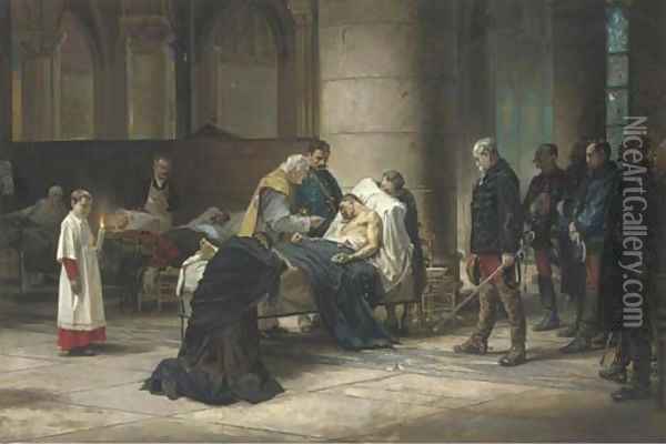'La fin d'un Heros', (souvenir du Siege de Paris 1870-1871) Oil Painting - Nils The Elder Forsberg
