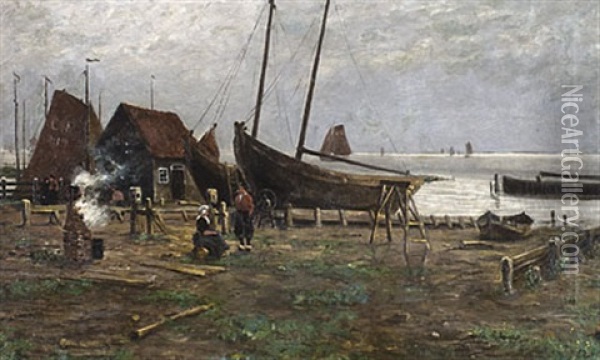 In Der Bootswerft Oil Painting - Friedrich Wachenhusen