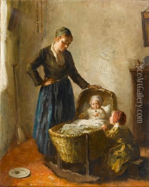 Amusing Baby Oil Painting - Bernard de Hoog