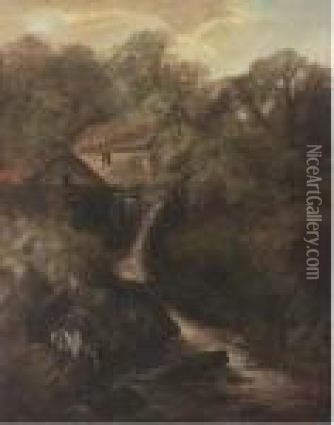 The Old Mill Oil Painting - Thomas Creswick