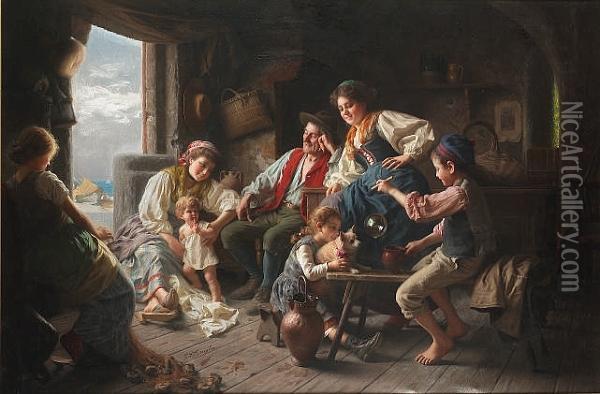 The Fisherman's Family Oil Painting - Giovanni Battista Torriglia