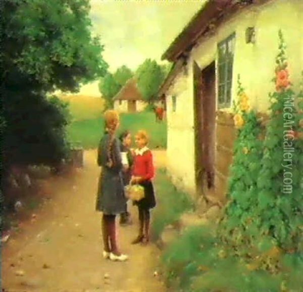 The Farmer's Children Oil Painting - Hans Andersen Brendekilde