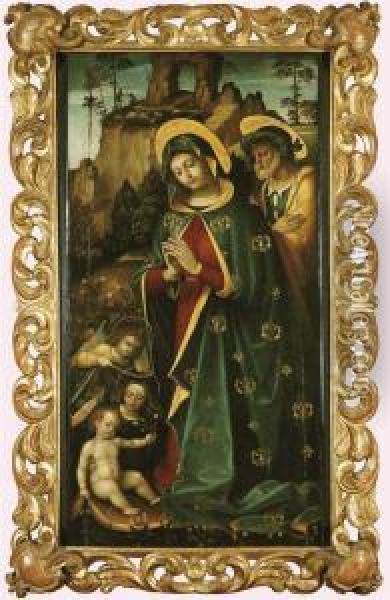 Sainte Famille Avec Des Anges Oil Painting - Martino Piazza Di Lodi