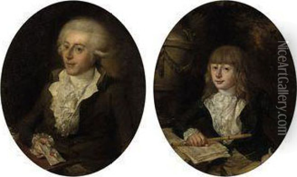 Portrait Of A Young Boy, And Portrait Ofa Gentleman Oil Painting - Elias Baeck