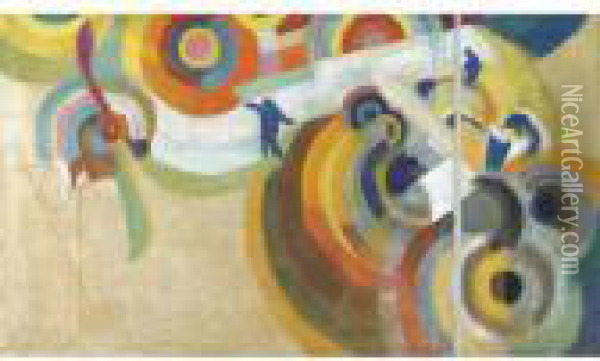 Hommage A Bleriot No. 2 (fragment) Oil Painting - Robert Delaunay