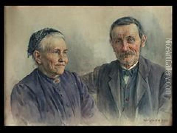 Portrait Eines Alteren Paares Oil Painting - Hermann Ernst Georg Wassmuth