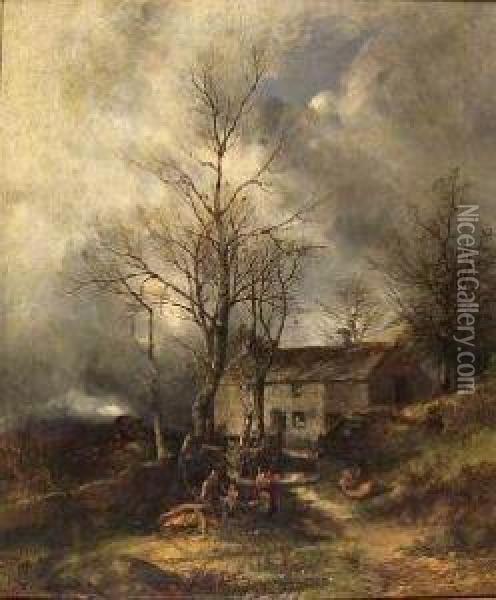 The Woodcutter's Cottage Oil Painting - James Poole