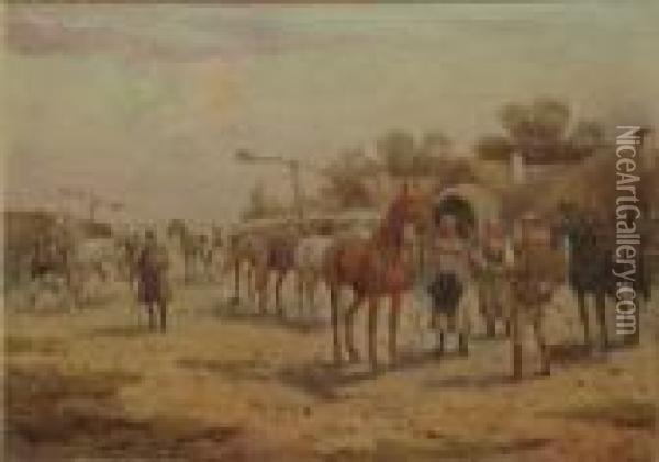 Horse Traders Oil Painting - Adolf Baumgartner