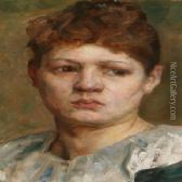 Portrait Of A Woman Oil Painting - Julius Paulsen