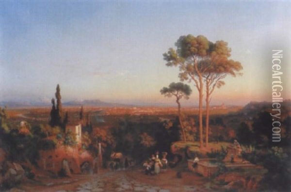 Rom Von Sudwesten Aus Gesehen Oil Painting - Johann-Rudolph Buhlmann
