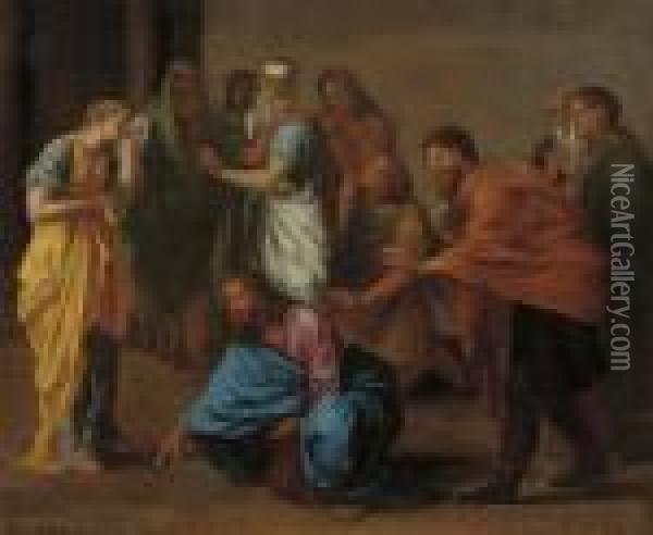 Christ And The Adulteress, With The Pharisees Looking On Oil Painting - Nicolas Poussin