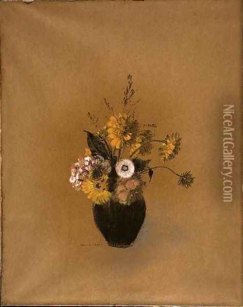 Vase with Flowers Oil Painting - Odilon Redon
