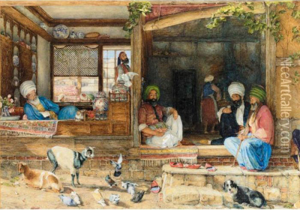 The Kibab Shop, Scutari, Asia Minor Oil Painting - John Frederick Lewis