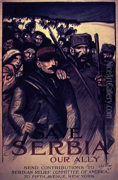 Save Serbia Our Ally, poster, 1915 Oil Painting - Theophile Alexandre Steinlen