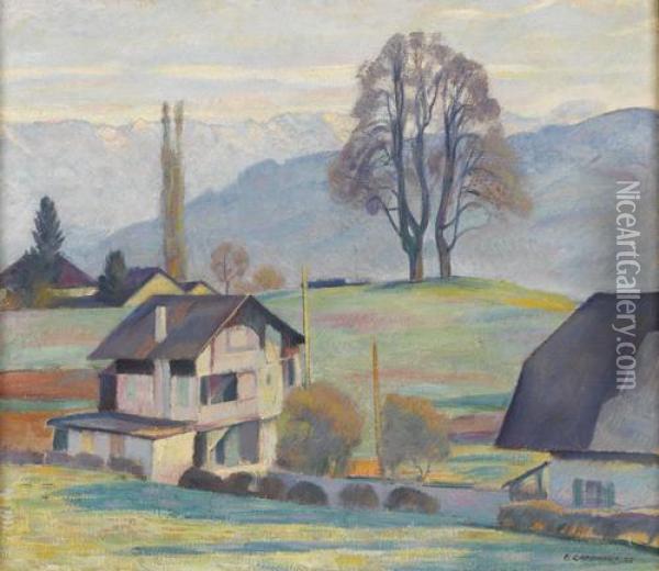 Sommerliche Dorfpartie Bei Bern Oil Painting - Emil Cardinaux