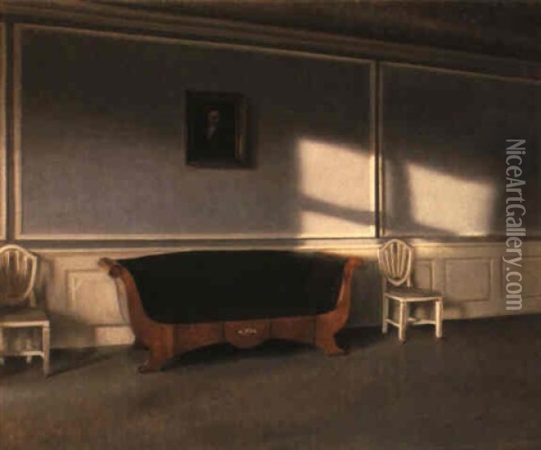 Solskin I Dagligstuen Iii (sunshine In The Drawing Room Iii) Oil Painting - Vilhelm Hammershoi