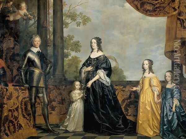 Frederick Henry, Prince of Orange, with His Wife and Daughters Oil Painting - Gerrit Van Honthorst