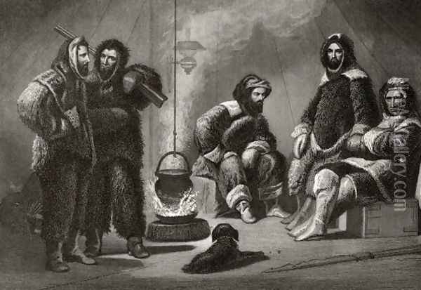 Life in the Brig, engraved by J. McGoffin, from Arctic Explorations in the Years 1853, 54, 55, Volume I, by Doctor Elisha Kent Kane 1820-57 published Philadelphia, 1856 Oil Painting - Christian Schussele